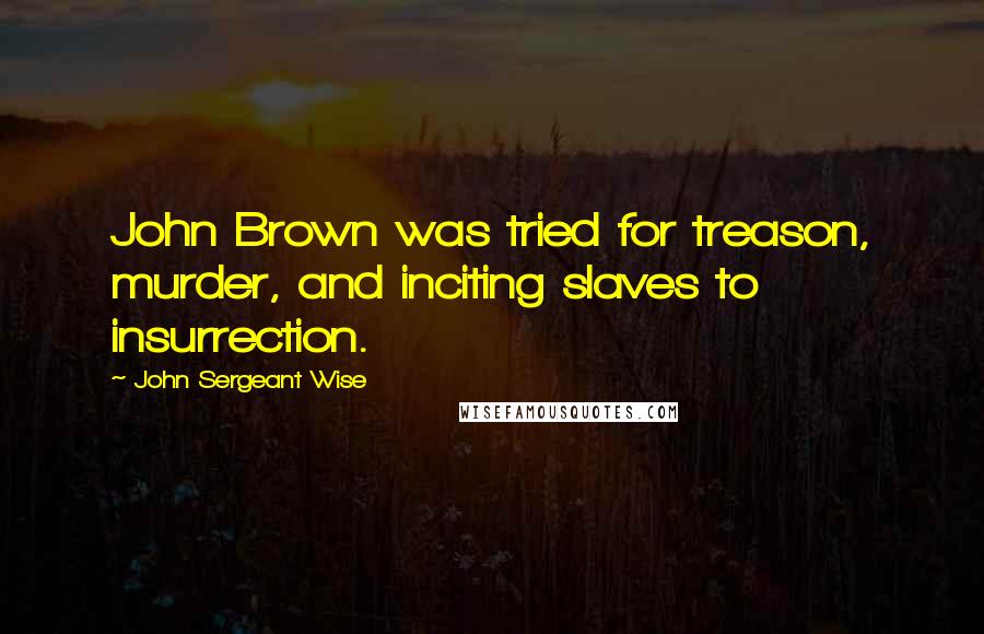 John Sergeant Wise Quotes: John Brown was tried for treason, murder, and inciting slaves to insurrection.