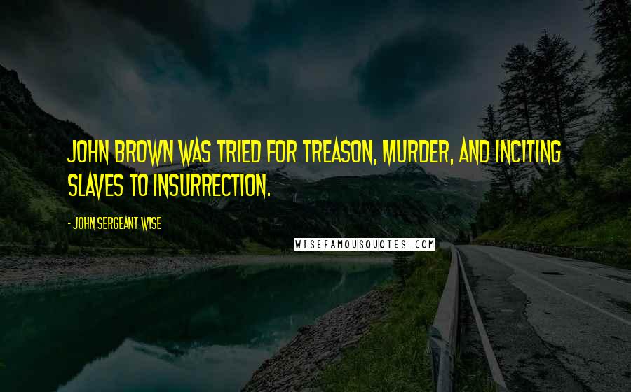 John Sergeant Wise Quotes: John Brown was tried for treason, murder, and inciting slaves to insurrection.