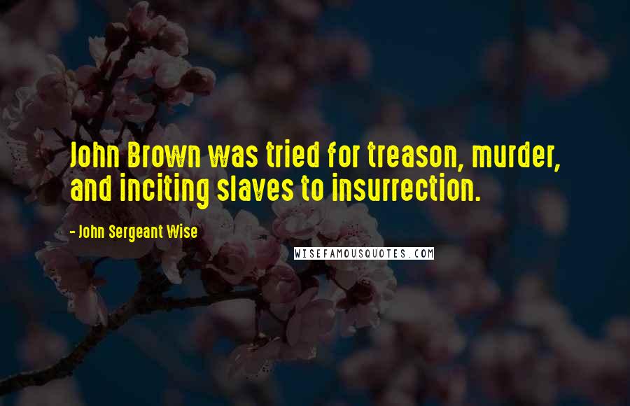 John Sergeant Wise Quotes: John Brown was tried for treason, murder, and inciting slaves to insurrection.