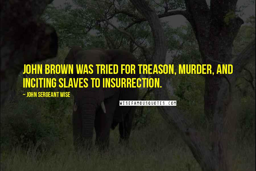 John Sergeant Wise Quotes: John Brown was tried for treason, murder, and inciting slaves to insurrection.