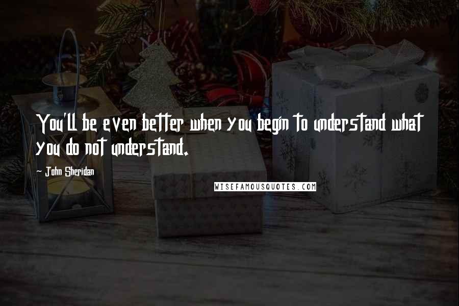 John Sheridan Quotes: You'll be even better when you begin to understand what you do not understand.