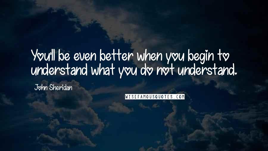 John Sheridan Quotes: You'll be even better when you begin to understand what you do not understand.