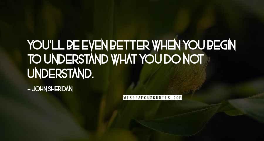 John Sheridan Quotes: You'll be even better when you begin to understand what you do not understand.