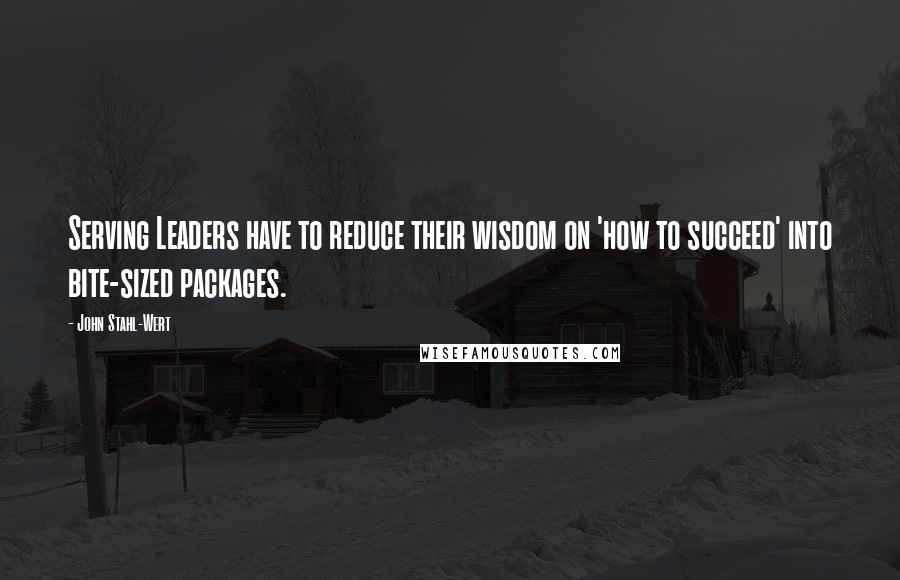 John Stahl-Wert Quotes: Serving Leaders have to reduce their wisdom on 'how to succeed' into bite-sized packages.