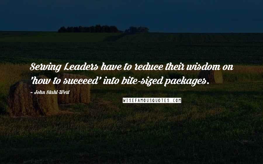 John Stahl-Wert Quotes: Serving Leaders have to reduce their wisdom on 'how to succeed' into bite-sized packages.