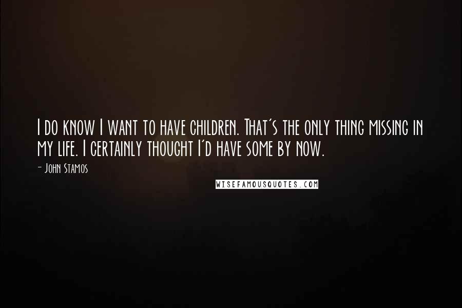 John Stamos Quotes: I do know I want to have children. That's the only thing missing in my life. I certainly thought I'd have some by now.