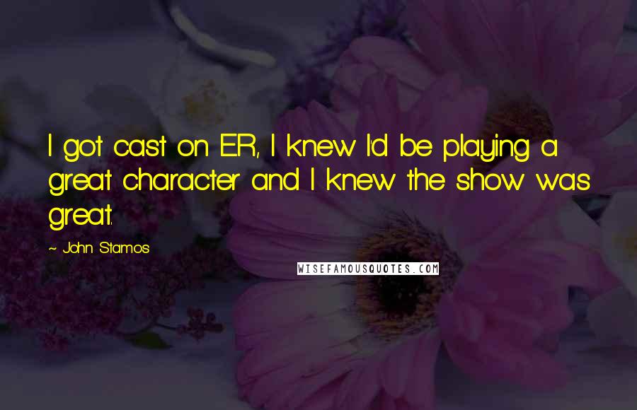 John Stamos Quotes: I got cast on ER, I knew I'd be playing a great character and I knew the show was great.