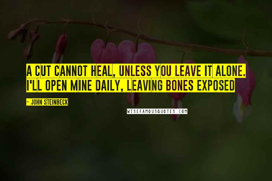 John Steinbeck Quotes: A cut cannot heal, unless you leave it alone. I'll open mine daily, leaving bones exposed