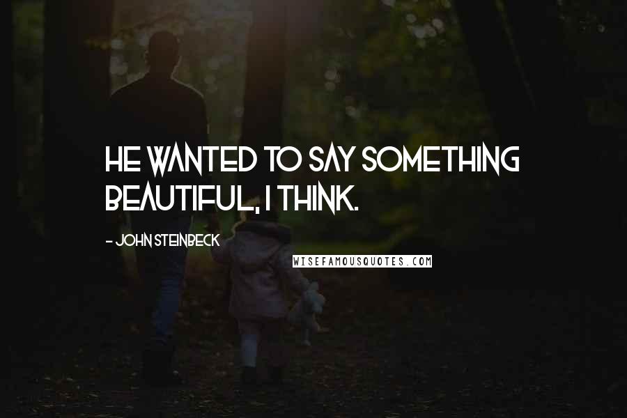 John Steinbeck Quotes: He wanted to say something beautiful, I think.