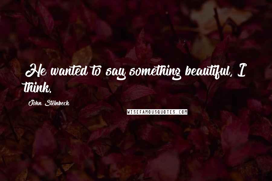 John Steinbeck Quotes: He wanted to say something beautiful, I think.