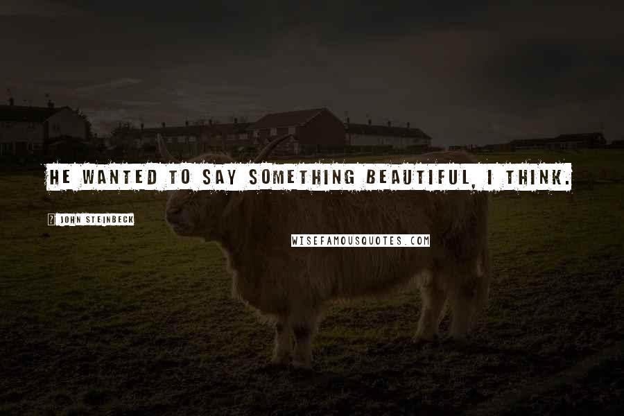 John Steinbeck Quotes: He wanted to say something beautiful, I think.