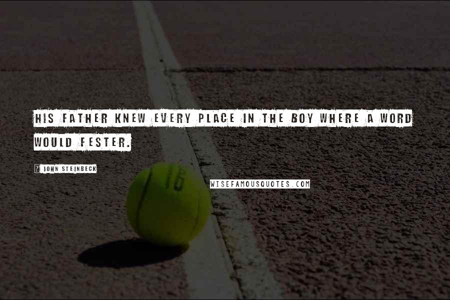 John Steinbeck Quotes: His father knew every place in the boy where a word would fester.