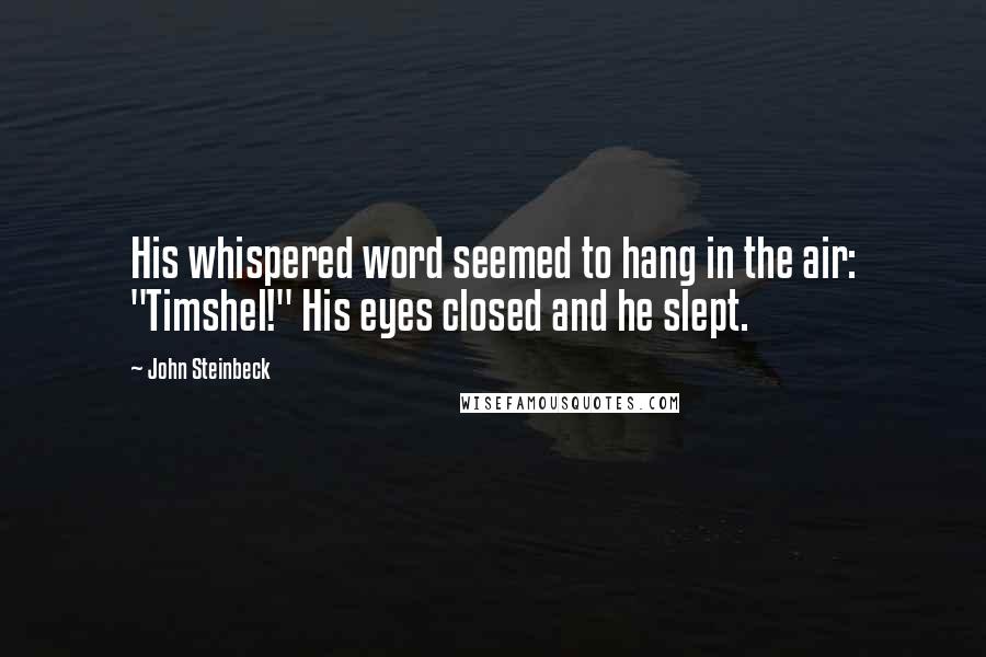 John Steinbeck Quotes: His whispered word seemed to hang in the air: "Timshel!" His eyes closed and he slept.