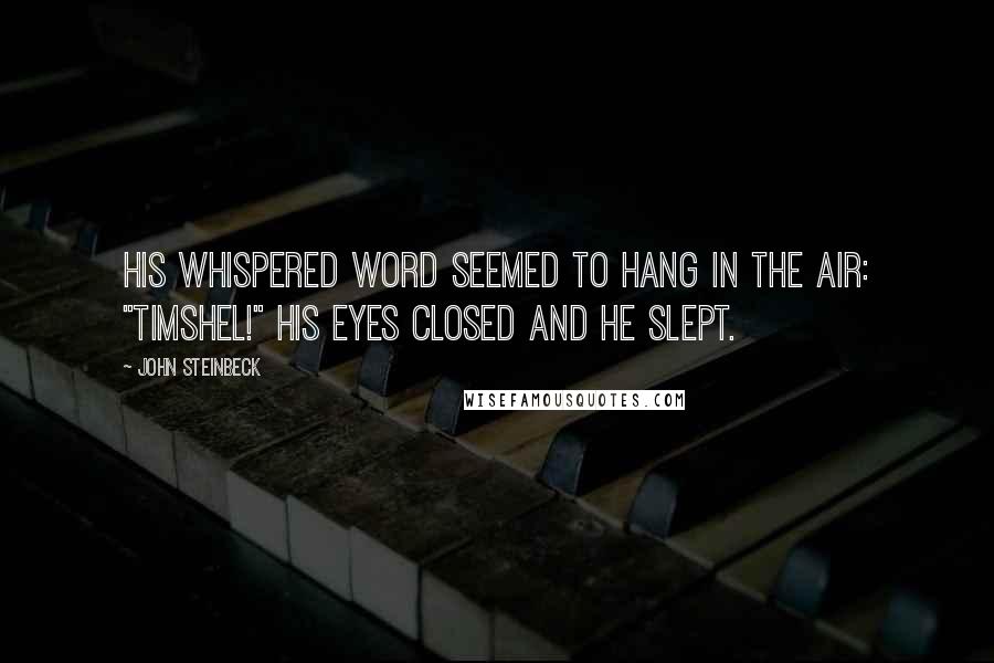 John Steinbeck Quotes: His whispered word seemed to hang in the air: "Timshel!" His eyes closed and he slept.