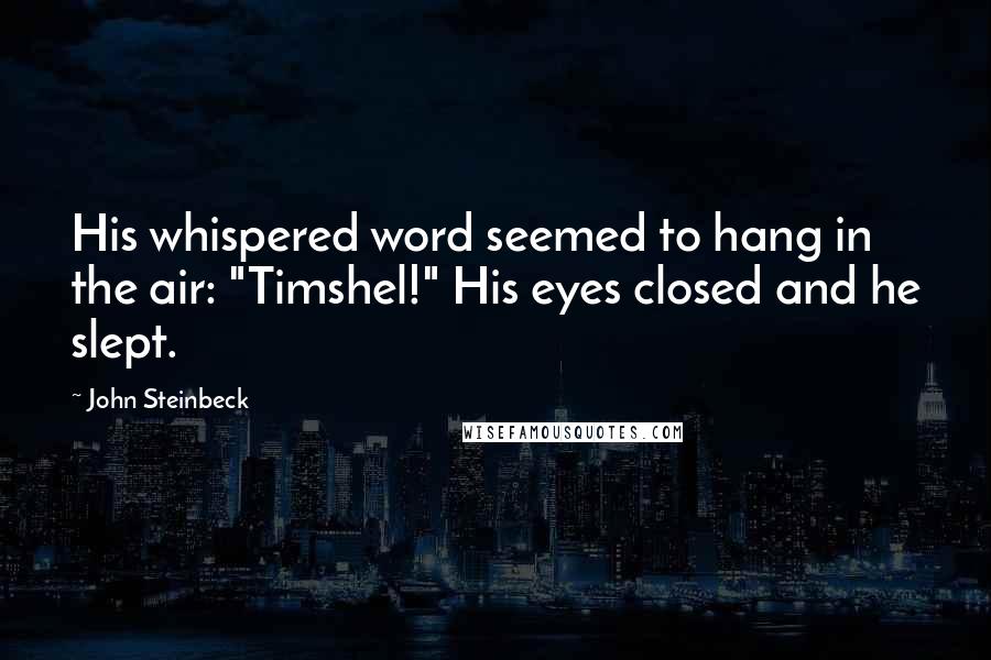 John Steinbeck Quotes: His whispered word seemed to hang in the air: "Timshel!" His eyes closed and he slept.