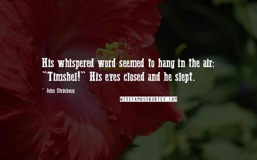 John Steinbeck Quotes: His whispered word seemed to hang in the air: "Timshel!" His eyes closed and he slept.