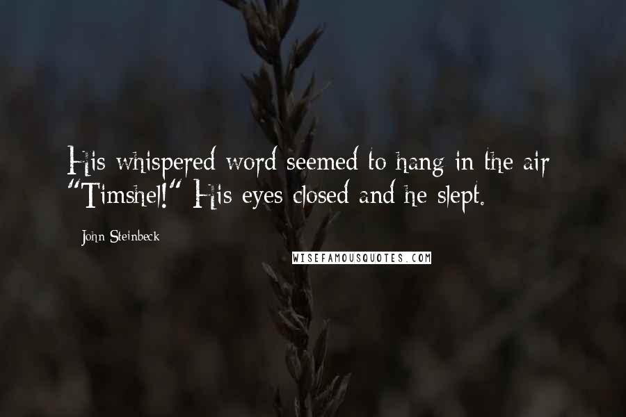 John Steinbeck Quotes: His whispered word seemed to hang in the air: "Timshel!" His eyes closed and he slept.