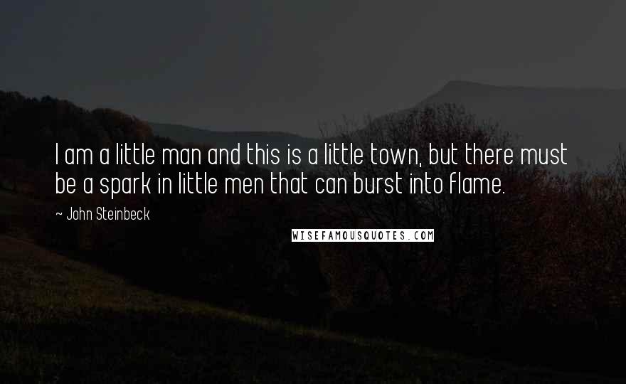 John Steinbeck Quotes: I am a little man and this is a little town, but there must be a spark in little men that can burst into flame.