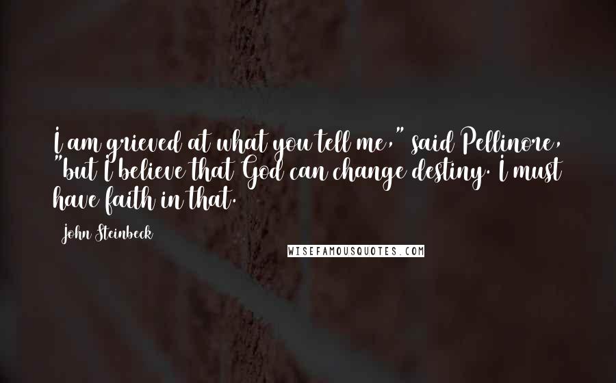 John Steinbeck Quotes: I am grieved at what you tell me," said Pellinore, "but I believe that God can change destiny. I must have faith in that.