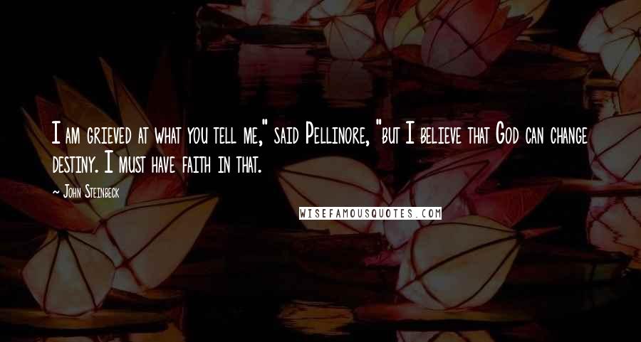 John Steinbeck Quotes: I am grieved at what you tell me," said Pellinore, "but I believe that God can change destiny. I must have faith in that.