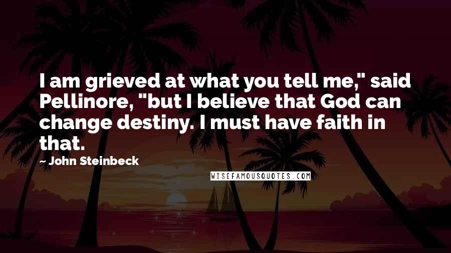 John Steinbeck Quotes: I am grieved at what you tell me," said Pellinore, "but I believe that God can change destiny. I must have faith in that.