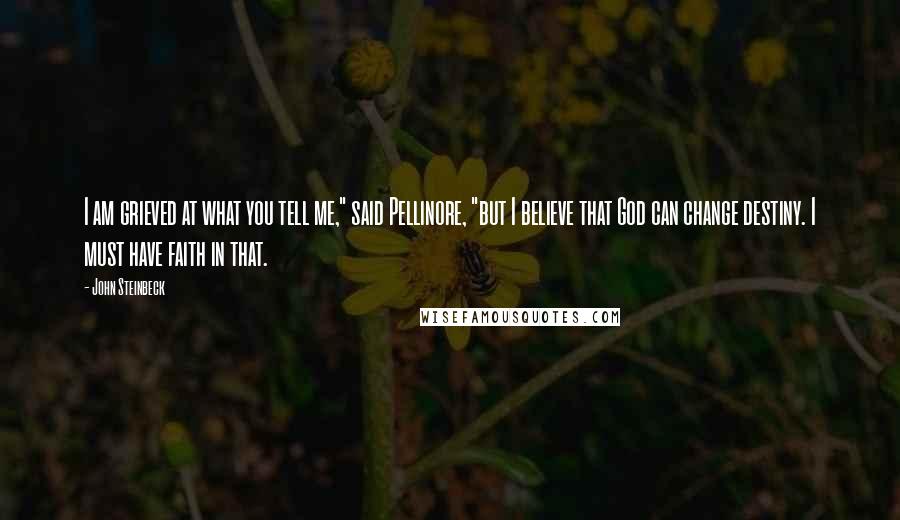 John Steinbeck Quotes: I am grieved at what you tell me," said Pellinore, "but I believe that God can change destiny. I must have faith in that.