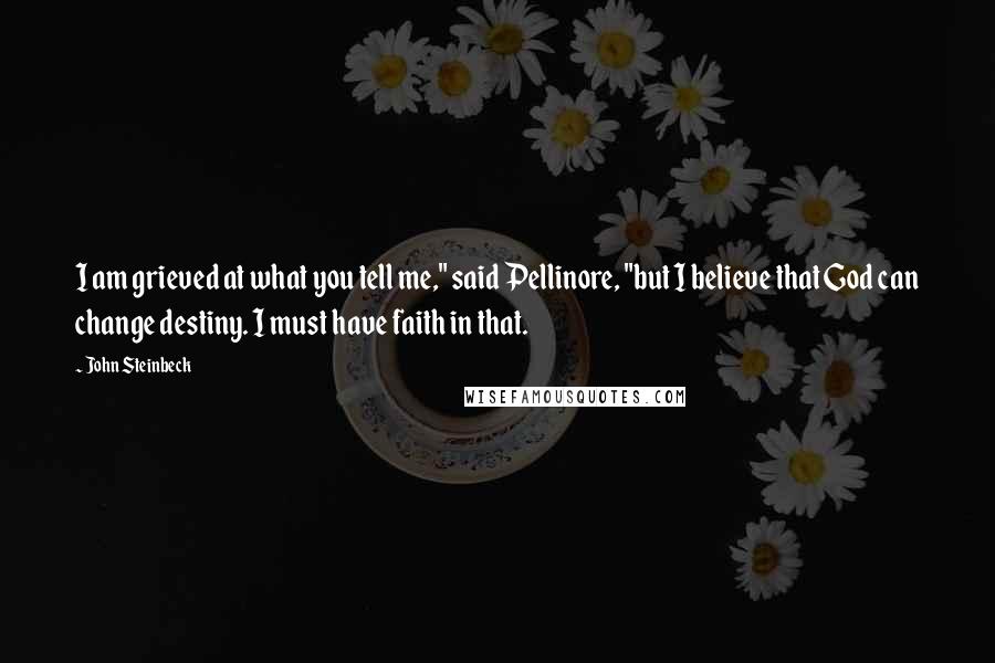 John Steinbeck Quotes: I am grieved at what you tell me," said Pellinore, "but I believe that God can change destiny. I must have faith in that.