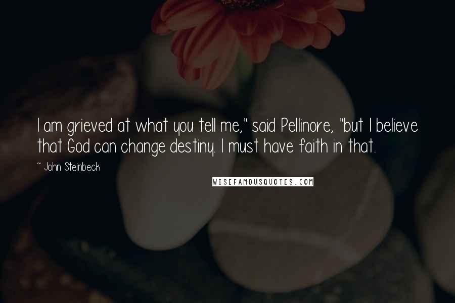 John Steinbeck Quotes: I am grieved at what you tell me," said Pellinore, "but I believe that God can change destiny. I must have faith in that.