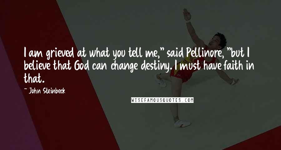 John Steinbeck Quotes: I am grieved at what you tell me," said Pellinore, "but I believe that God can change destiny. I must have faith in that.