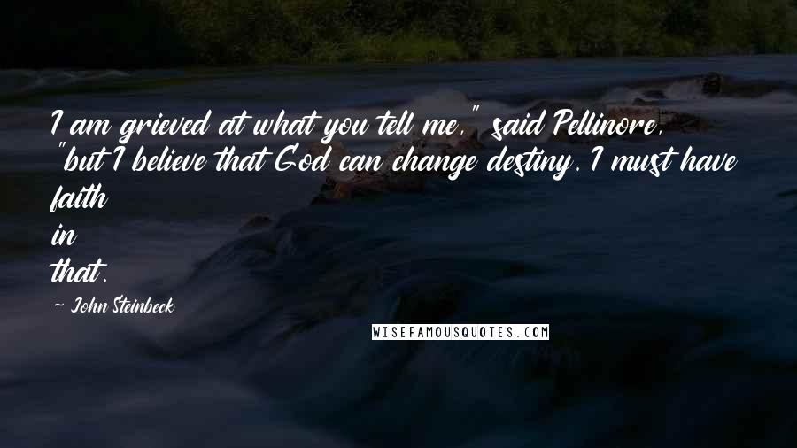 John Steinbeck Quotes: I am grieved at what you tell me," said Pellinore, "but I believe that God can change destiny. I must have faith in that.