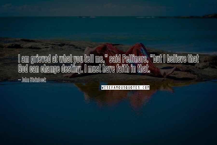 John Steinbeck Quotes: I am grieved at what you tell me," said Pellinore, "but I believe that God can change destiny. I must have faith in that.