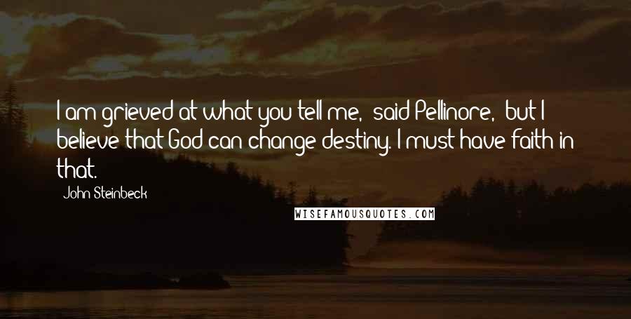 John Steinbeck Quotes: I am grieved at what you tell me," said Pellinore, "but I believe that God can change destiny. I must have faith in that.