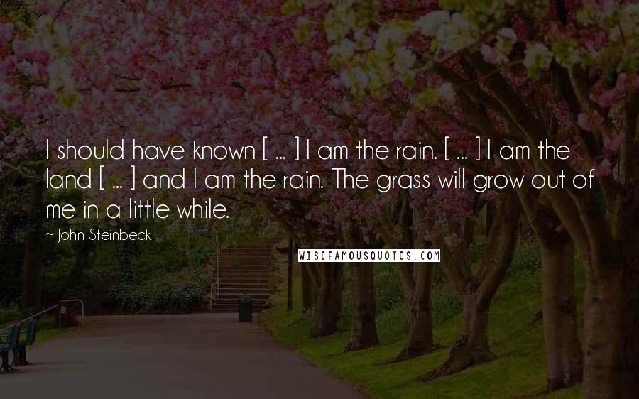 John Steinbeck Quotes: I should have known [ ... ] I am the rain. [ ... ] I am the land [ ... ] and I am the rain. The grass will grow out of me in a little while.