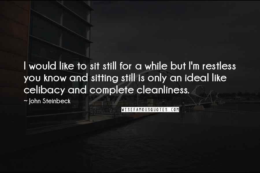 John Steinbeck Quotes: I would like to sit still for a while but I'm restless you know and sitting still is only an ideal like celibacy and complete cleanliness.