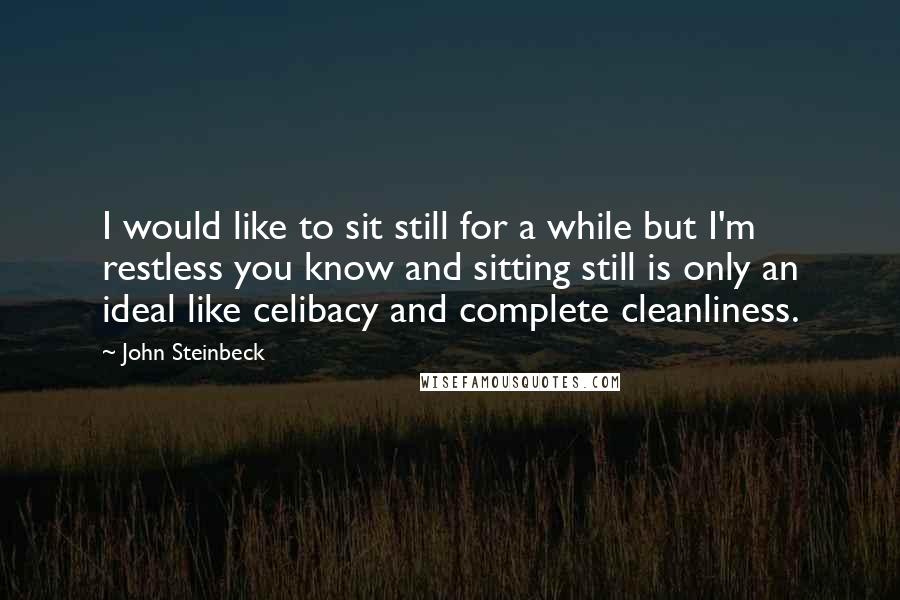 John Steinbeck Quotes: I would like to sit still for a while but I'm restless you know and sitting still is only an ideal like celibacy and complete cleanliness.