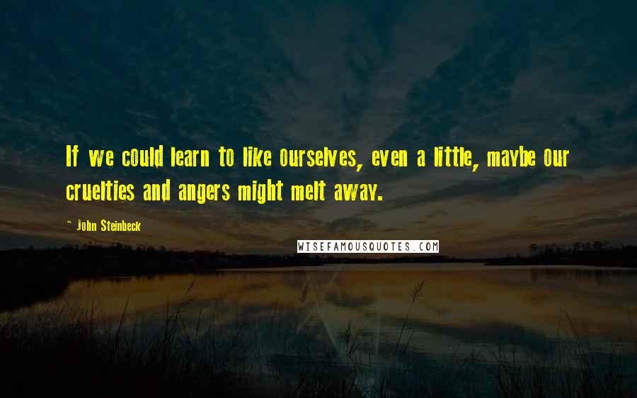 John Steinbeck Quotes: If we could learn to like ourselves, even a little, maybe our cruelties and angers might melt away.