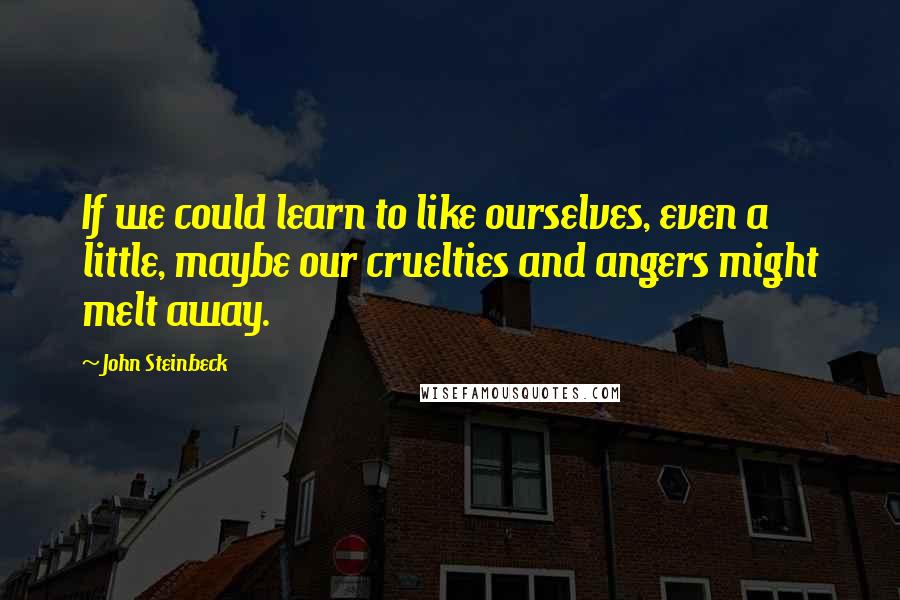 John Steinbeck Quotes: If we could learn to like ourselves, even a little, maybe our cruelties and angers might melt away.