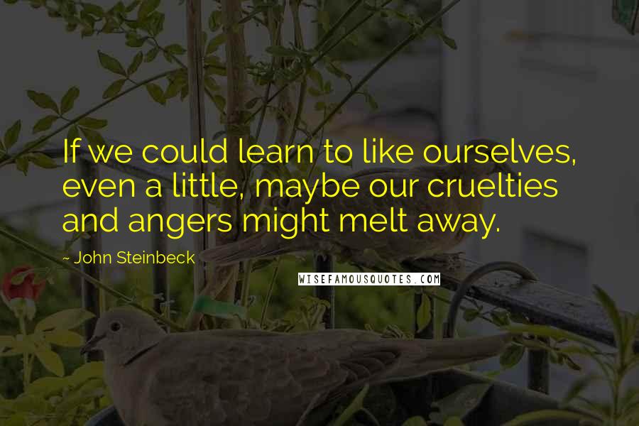John Steinbeck Quotes: If we could learn to like ourselves, even a little, maybe our cruelties and angers might melt away.
