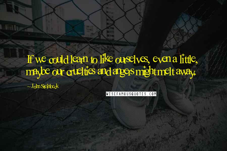 John Steinbeck Quotes: If we could learn to like ourselves, even a little, maybe our cruelties and angers might melt away.