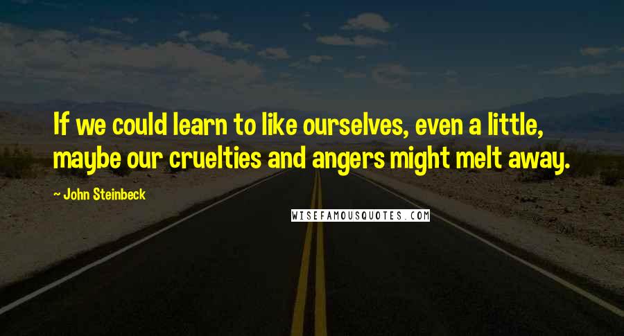 John Steinbeck Quotes: If we could learn to like ourselves, even a little, maybe our cruelties and angers might melt away.