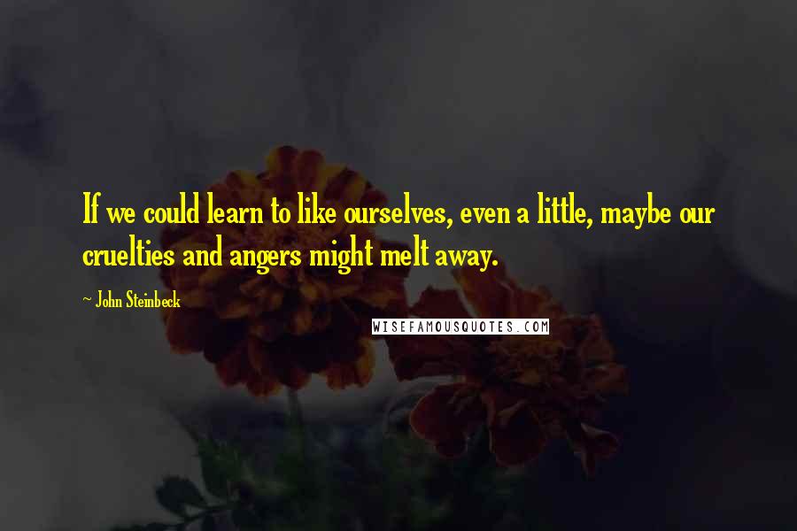 John Steinbeck Quotes: If we could learn to like ourselves, even a little, maybe our cruelties and angers might melt away.