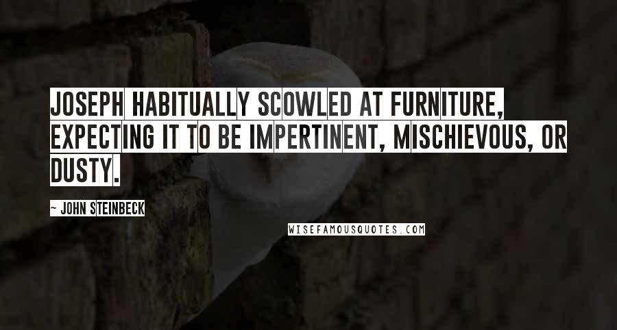 John Steinbeck Quotes: Joseph habitually scowled at furniture, expecting it to be impertinent, mischievous, or dusty.