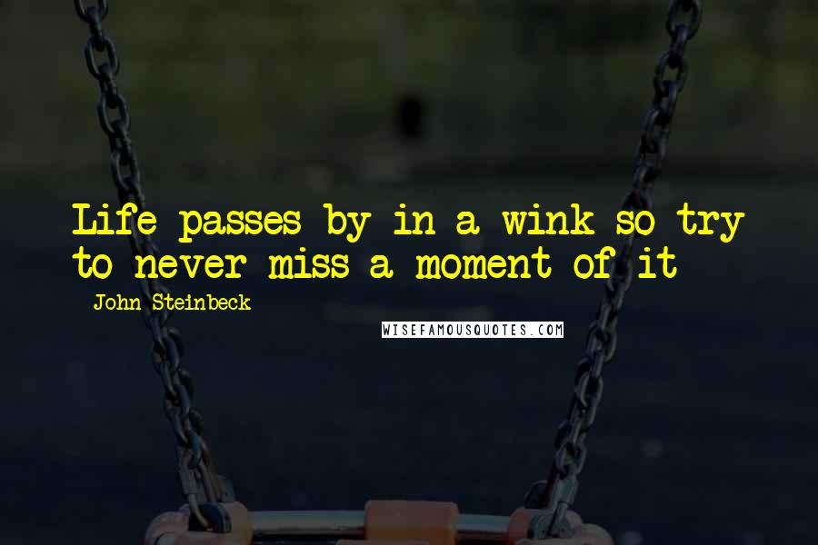 John Steinbeck Quotes: Life passes by in a wink so try to never miss a moment of it