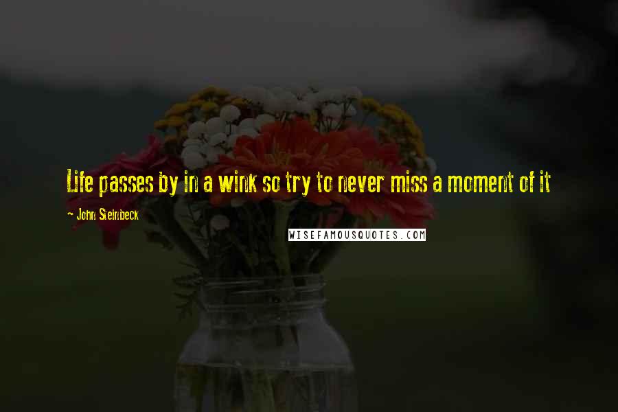 John Steinbeck Quotes: Life passes by in a wink so try to never miss a moment of it