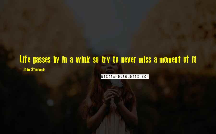 John Steinbeck Quotes: Life passes by in a wink so try to never miss a moment of it