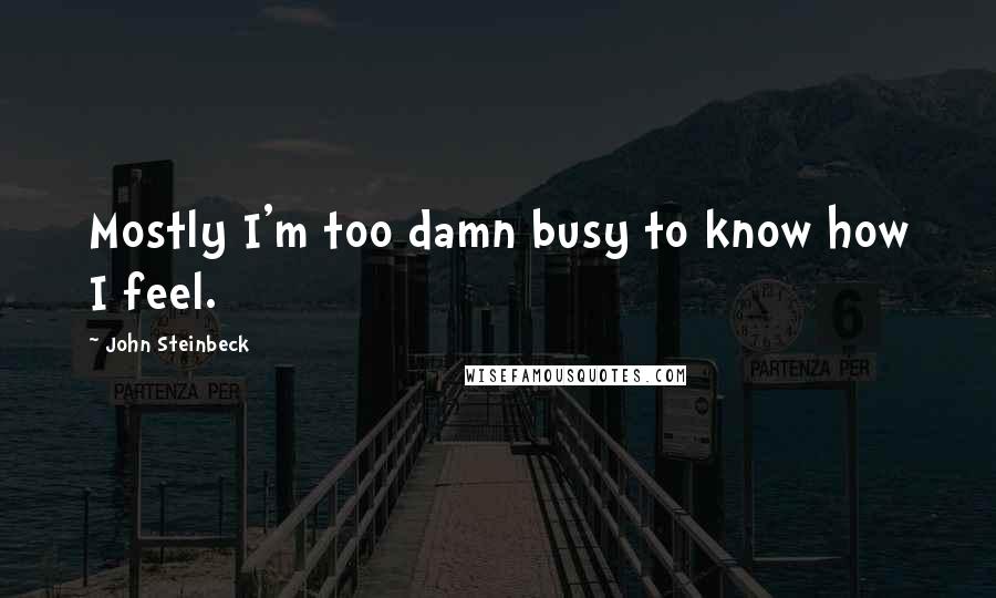 John Steinbeck Quotes: Mostly I'm too damn busy to know how I feel.