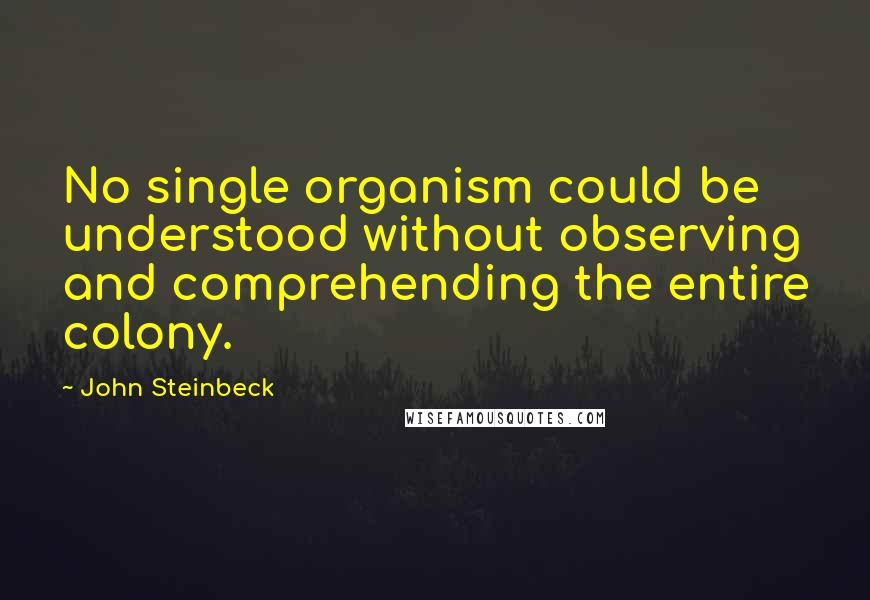 John Steinbeck Quotes: No single organism could be understood without observing and comprehending the entire colony.