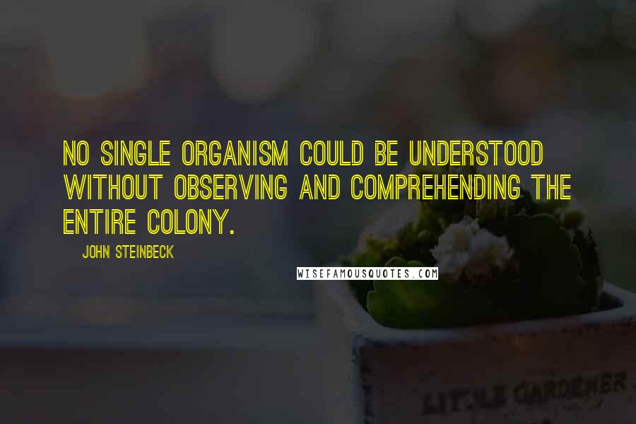 John Steinbeck Quotes: No single organism could be understood without observing and comprehending the entire colony.