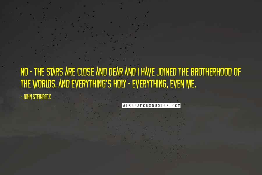 John Steinbeck Quotes: No - the stars are close and dear and I have joined the brotherhood of the worlds. And everything's holy - everything, even me.