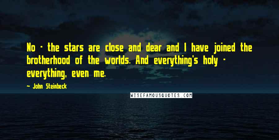 John Steinbeck Quotes: No - the stars are close and dear and I have joined the brotherhood of the worlds. And everything's holy - everything, even me.